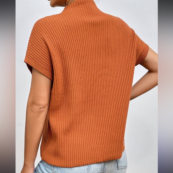 Cozy Mock Cowl Neck Dolman Sleeve Knit Sweater Top - Picture 3 of 6